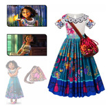 Fantasia Infantil Encanto Mirabel Princesa Vestido Com Bolsa
