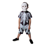 Fantasia Infantil Halloween Esqueleto Caveira Com Máscara
