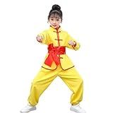 Fantasia Infantil Kung Fu De Dragão Chinês Tai Chi Uniforme Tradicional Dança Leão Artes Marciais Asa Chun Wushu Fantasia N 11 Amarelo Height 140cm