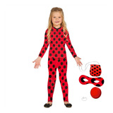 Fantasia Infantil Menina Lady Joaninha Mascara Ioiô Bolsinha