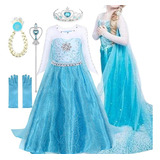 Fantasia Infantil Meninas Frozen Elsa Brilhante Acessórios