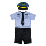 Fantasia Infantil Poliéster Estampa Comandante Piloto Avião