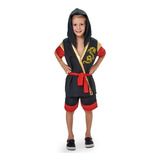 Fantasia Infantil Roupa Super Ninja Guerreiro Luxo Curta