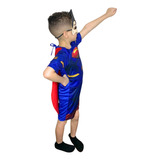 Fantasia Infantil Superman Curto Com Mascara E v a