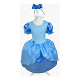 Fantasia Infantil Vestido Cinderela Frozen Azul