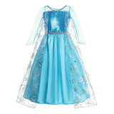 Fantasia Infantil Vestido Com Capa Frozen Princesa Elsa Luxo
