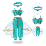 Fantasia Jasmine Princesa Menina Infantil Luxo Coroa Disney