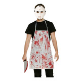 Fantasia Jason Açogueiro Halloween Faca Avental E Mascara