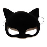 Fantasia Máscaras Gatinha Preta Veludo Carnaval Festas Cor Preto