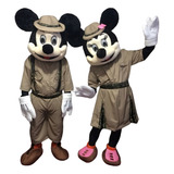 Fantasia Mascote Casal Mickey E Minnie Safari Luxo
