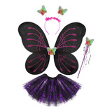 Fantasia Menina Kit Halloween Borboleta Princesa Fada Terror