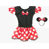 Fantasia Minnie Infantil Vermelha Kit Vestido