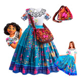 Fantasia Mirabel Encanto Vestido Infantil Disney Com Bolsa