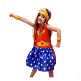 Fantasia Mulher Maravilha Infantil Vestido Capa