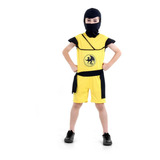 Fantasia Ninja Amarelo Curto Infantil