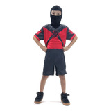 Fantasia Ninja Criança Roupa De Samurai Infantil Com Capuz