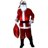 Fantasia Papai Noel Adulto Cetim Luxo Kit 8 Itens Xgg