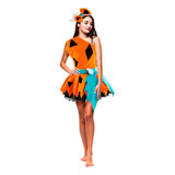 Fantasia Pedrita Flintstone Vestido Feminino Adulto C tiara