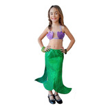 Fantasia Pequena Sereia Com Biquíni Infantil Ariel Envio24h