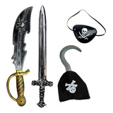 Fantasia Pirata Espada Tapa Olho Gancho Halloween Carnaval