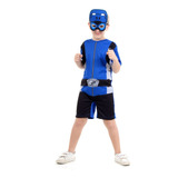 Fantasia Power Rangers Azul Curto Infantil