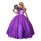 Fantasia Princesa Rapunzel Cetim Longo Feminino