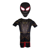 Fantasia Roupa Homem Aranha Black Com Máscara E Enchimento