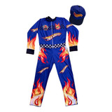 Fantasia Roupa Infantil Hot Wheels Com Boné Carros Piloto