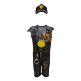 Fantasia Roupa Infantil Policial Com Boina E Distintivo