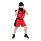 Fantasia Samurai Ninja Vermelho Infantil Menino