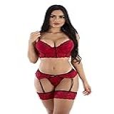 Fantasia Sexy Com Bojo Lingerie Sensual Conjunto Erotica P Vermelho