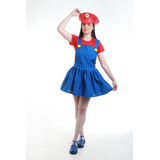 Fantasia Super Mario Bros Feminina Vestido