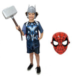 Fantasia Thor Com Martelo E 2 Mascaras Avengers Vingadores