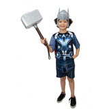 Fantasia Thor Com Martelo E Máscara E Capa Infantil