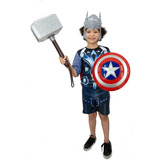 Fantasia Thor Infantil Com Martelo E Mascara E Escudo Heróis