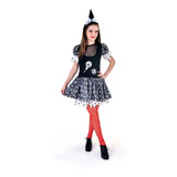 Fantasia Vestido Adulto Halloween Bruxa Saia Doces Com Tiara