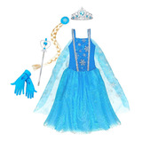 Fantasia Vestido Frozen Infantil Capa Coroa