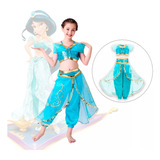 Fantasia Vestido Infantil Princesa Jasmine Luxo Coroa