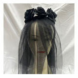 Fantasia Viúva Negra Tiara De Noiva Com Véu Preto Halloween