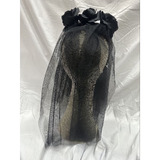 Fantasia Viúva Negra Tiara De Noiva Com Véu Preto Halloween