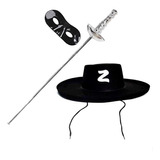 Fantasia Zorro Chapéu Máscara Espada Carnaval