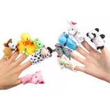 Fantoche De Dedo Animais Pelúcia Kit Com 10 Dedoches Criança