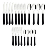 Faqueiro 20 Peças Garfo Faca Colher Aço Inox Preto Cozinha