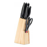 Faqueiro 7 Peças Facas Tesoura Suporte Churrasco Kit Cozinha