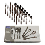 Faqueiro Jogo Talheres Black Aço Inox 24 Peças Sunshine Cor Preto