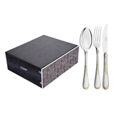 Faqueiro Luxo Alto Relevo Ouro 130 Pçs Renascença Tramontina Cor Aço Inox