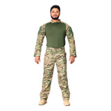 Farda Completa Combat Shirt Multicam + Calça Tatica Airsoft 
