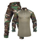 Farda Completa Militar Wood Combat Shirt calça 6 Bolsos