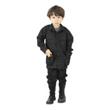 Farda Infantil Calça E Gandola Militar Tática Preto Atack