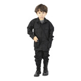Farda Infantil Calça Gandola Militar Tática Lisa Preta